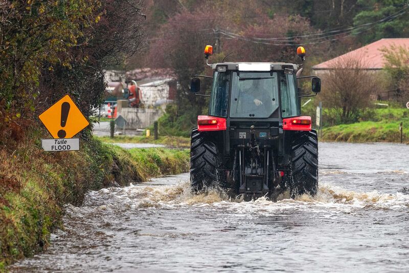 After a night of torrential rain, the R587 Dunmanway to Macroom Road flooded at Ardcahan Bridge. Picture: Andy Gibson.