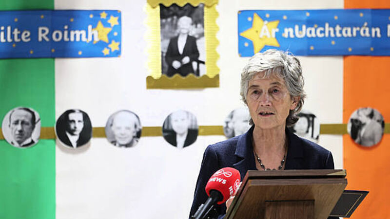 Connolly says Irish ‘seen as a problem for too long’ at first visit as president