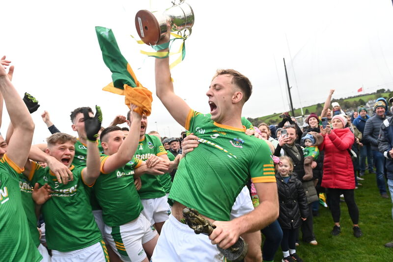  Kilmacabea captain Ian Jennings with the cup after the win in the Bandon Co-Op Carbery JAFC final. Picture: Larry Cummins