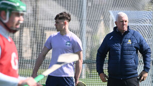 <p> Ger Cunningham during the St Finbarr's warm-up ahead of a Senior Hurling League game at Church Road, Blackrock. Picture: Larry Cummins</p>