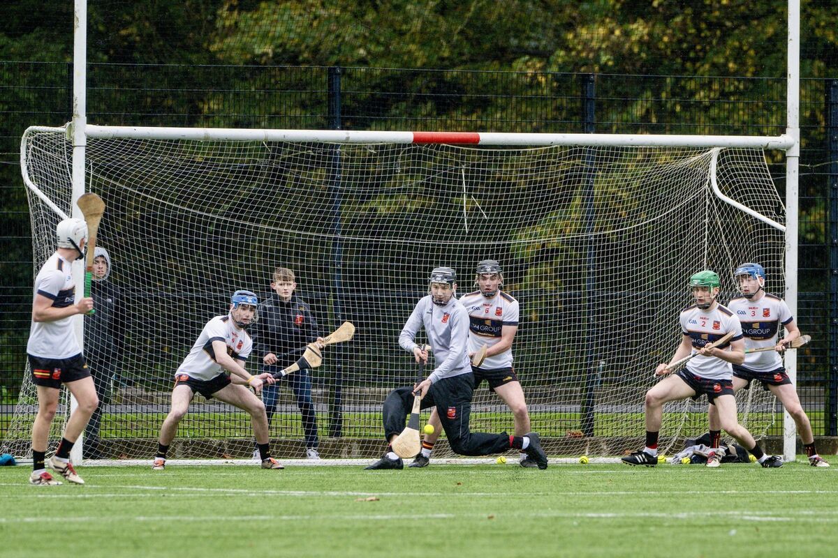 Ardscoil Rís goalkeeper Sam Collins makes a save following a free from Tadhg Murphy. Picture: Chani Anderson.