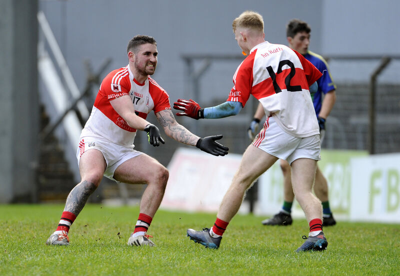 Charleville's Darren Butler and Jack Callaghan celebrate. Picture: Gavin Browne