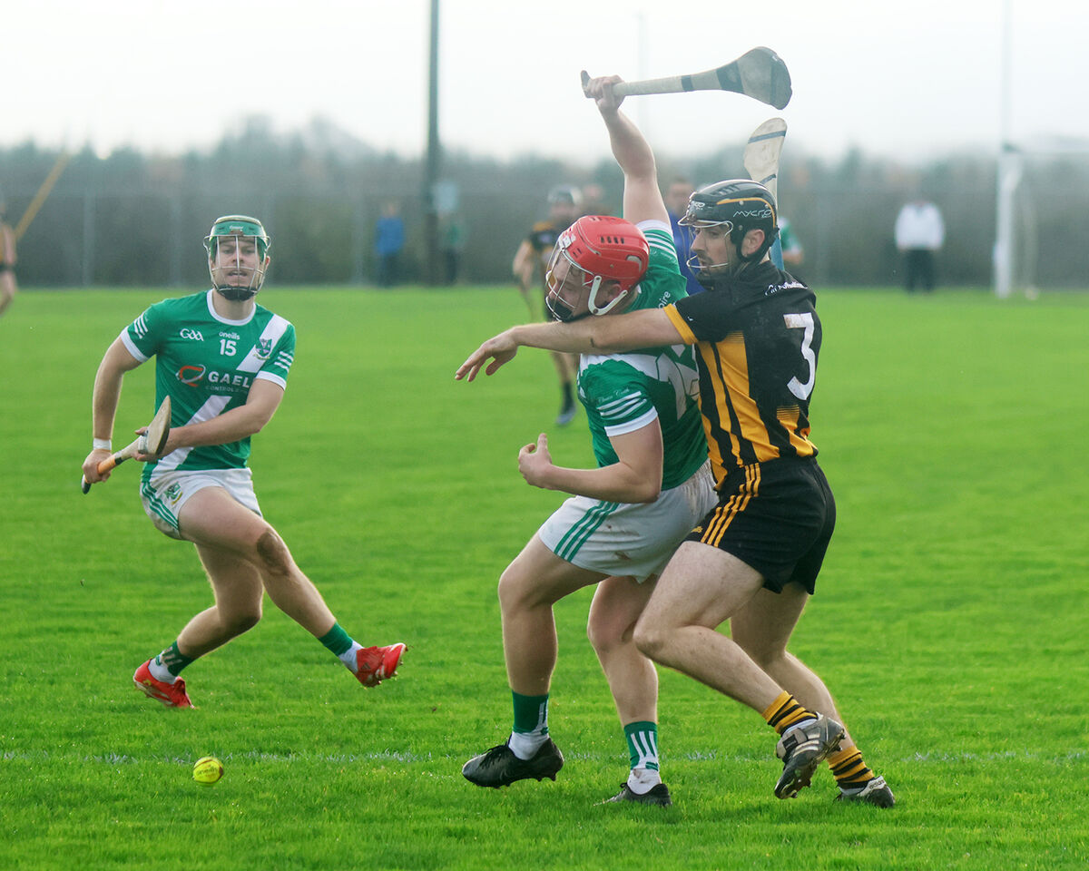 Kilbrittain's James Hurley battles with Enda Moran of Knockaderry. Picture: Brendan Gleeson
