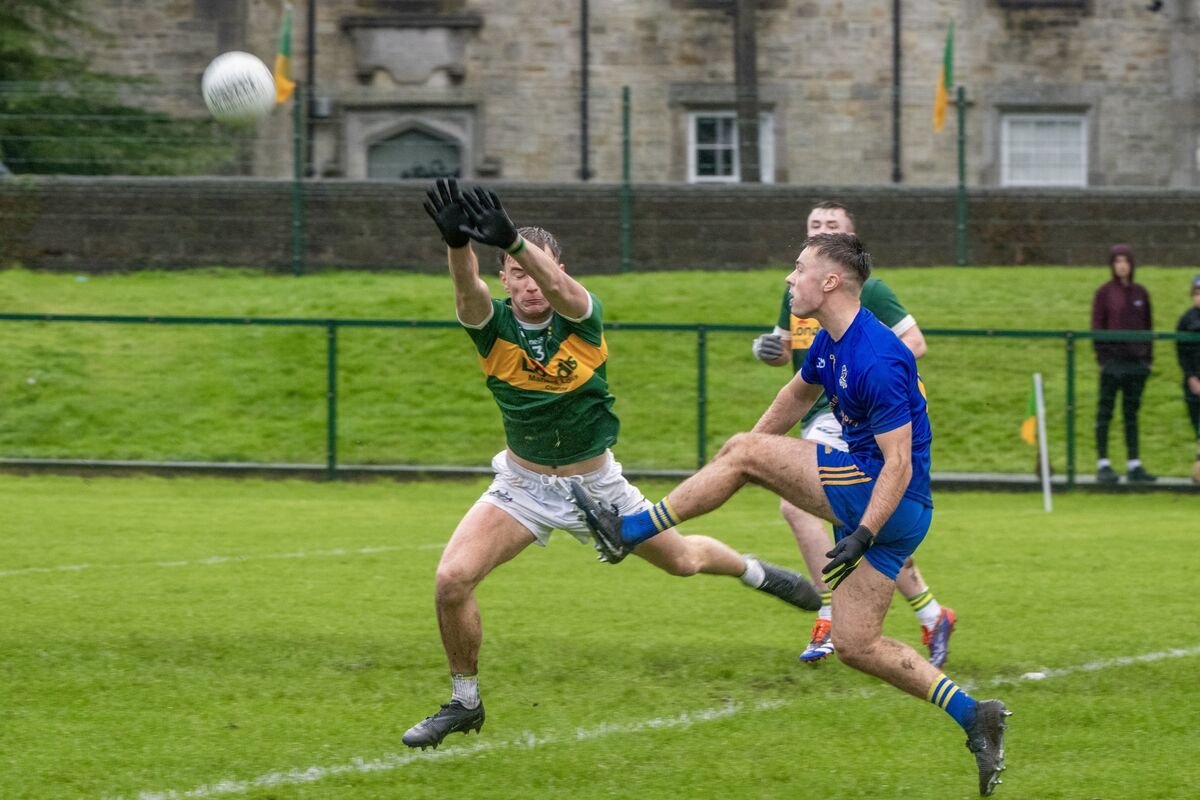 Clonmel Commercials’ James Morris in action against St Finbarr’s William Buckley. Picture: Chani Anderson