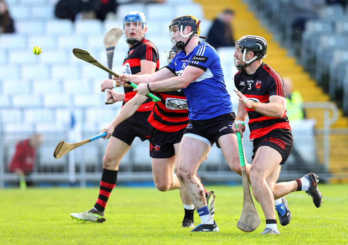 Daniel Hogan scores his and Sarsfields' second goal. Picture: Inpho/Tom O'Hanlon Daniel Hogan scores his and Sarsfields' second goal. Picture: Inpho/Tom O'Hanlon