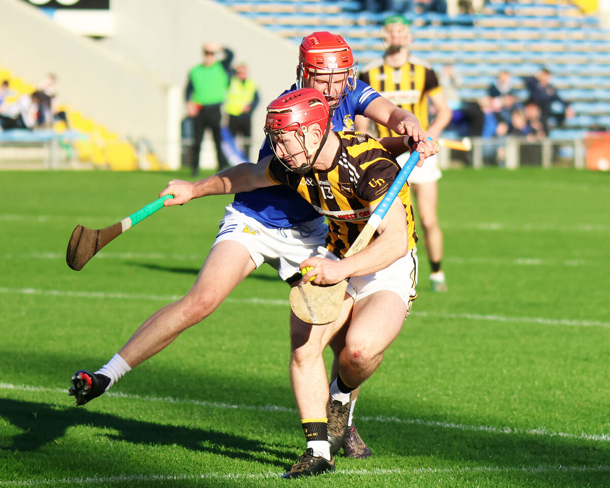 Pat Ryan, Upperchurch Drombane, under pressure from Charlie Grainger, Ballinhassig. Picture: Brendan Gleeson