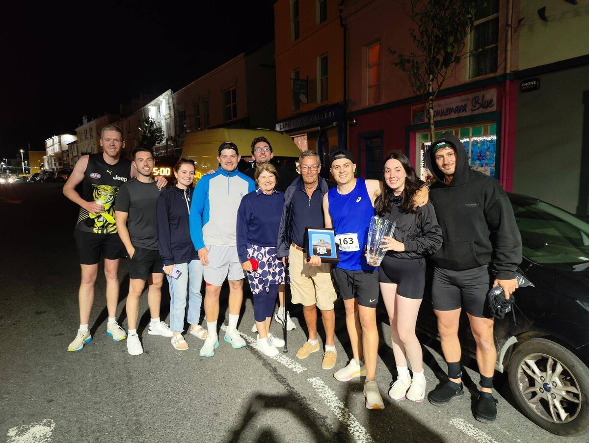 Richard Breen and some of his support team at the finish of the race. Richard Breen and some of his support team at the finish of the race.