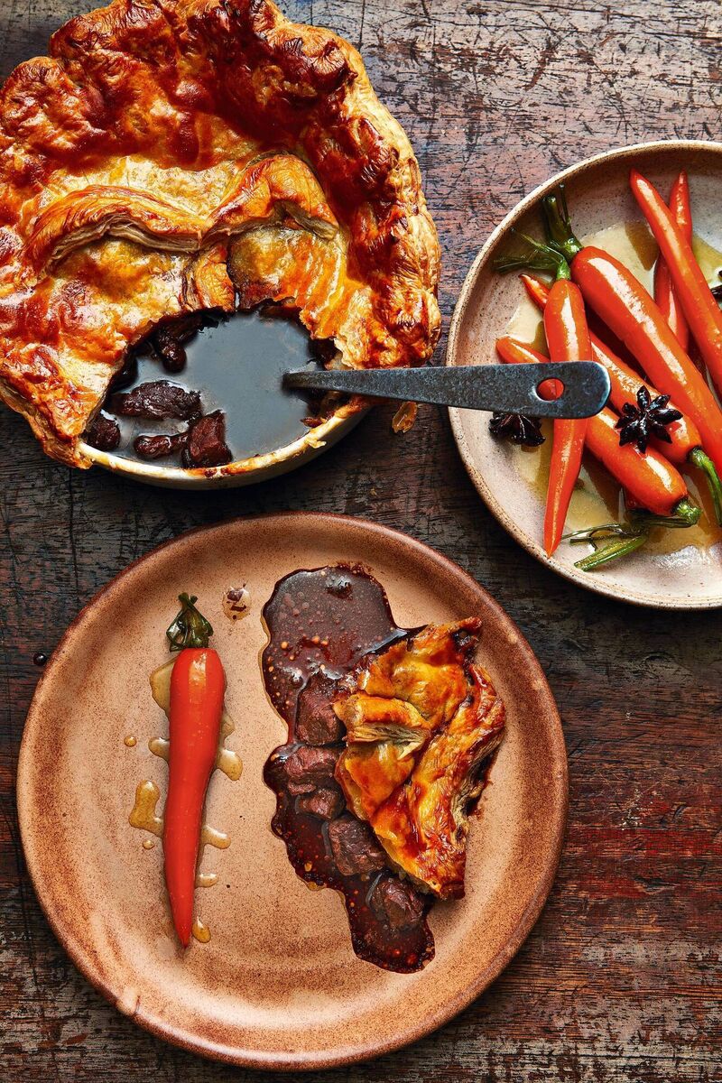 James Martin's beef pie with star anise carrots. Picture: Dan Jones/PA 