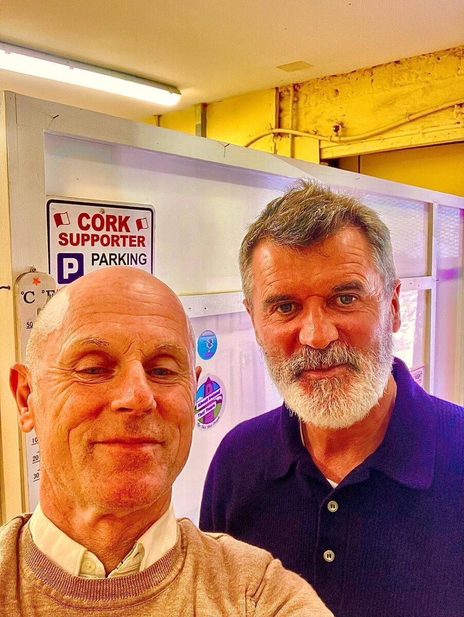 Shandon Sweets proprietor Tony Linehan with regular visitor Roy Keane. Shandon Sweets proprietor Tony Linehan with regular visitor Roy Keane.