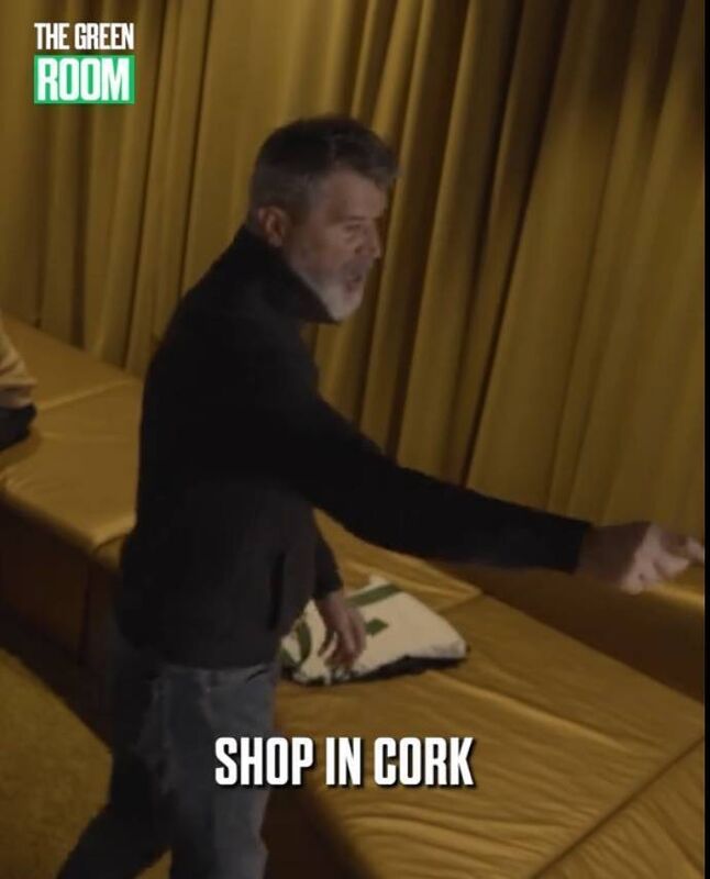 Roy Keane giving Shandon sweets to colleagues. Photo: Tiktok/wearetheoverlap