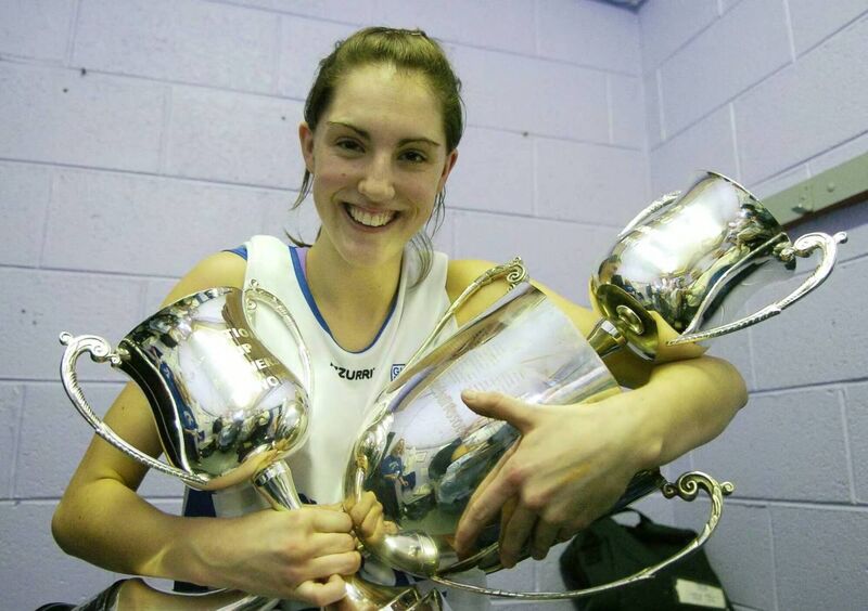 Jessica Scannell of Glanmire Basketball Club, with the three trophies that she won with her teams in the Women's Under 18, Under 20 and Superleague Finals 
