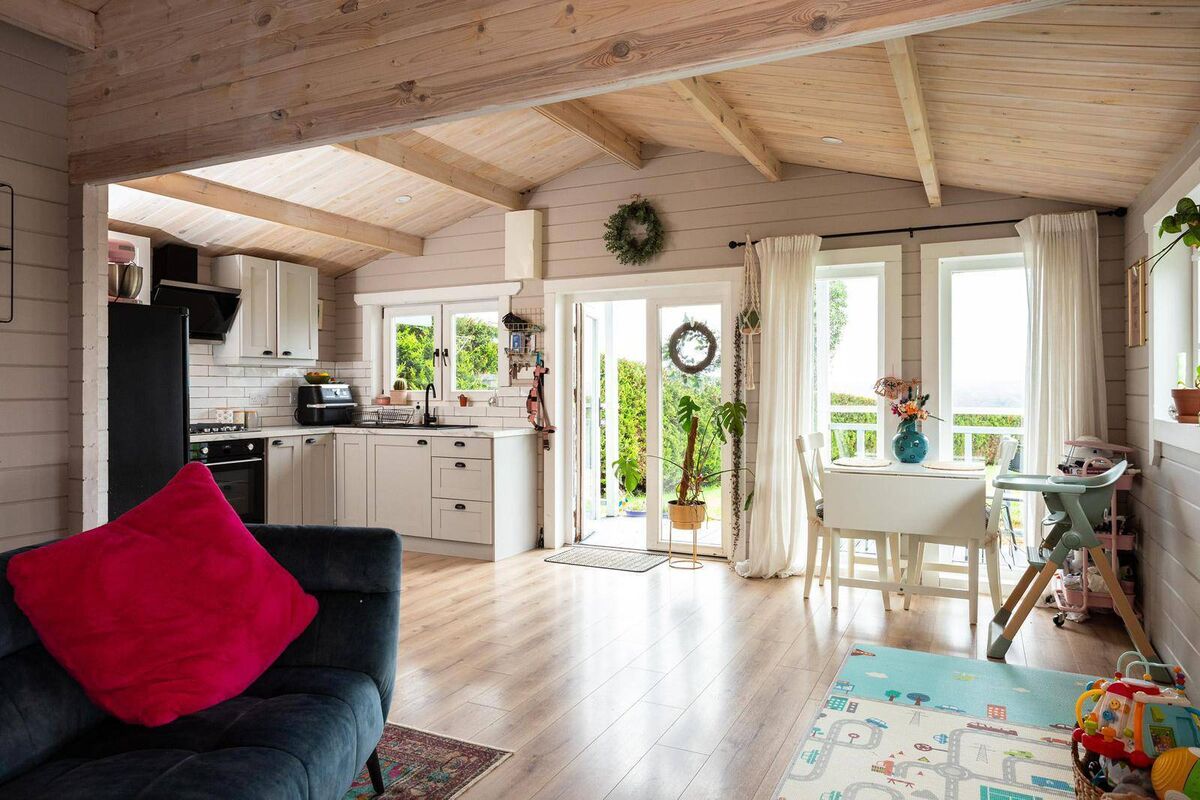Inside the living area of the cabin. 