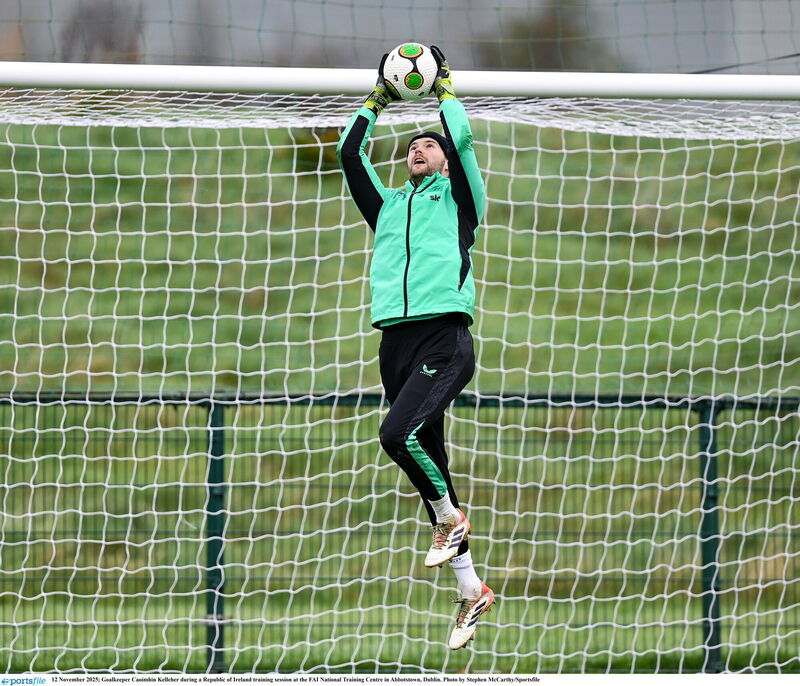 Caoimhín Kelleher during a Republic of Ireland training session. Picture: Stephen McCarthy/Sportsfile