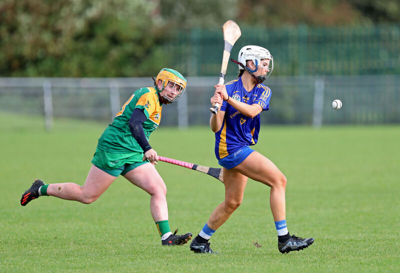  Aoife O'Neill clears from Cloughduv's Mairead Corkery, during SE Systems Cork senior camogie championship. O'Neill says they are expecting a ferocious battle with De La Salle on Saturday. Picture: Jim Coughlan