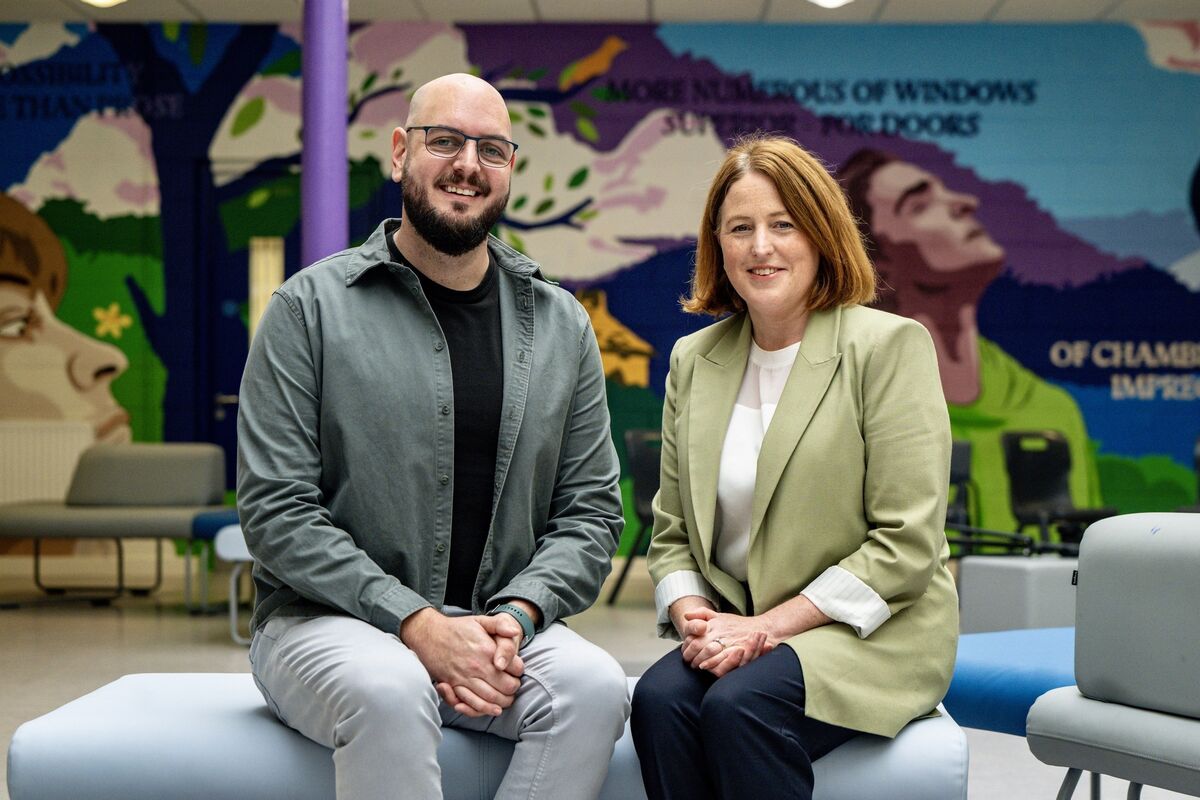 Art teacher John Twomey and principal Niamh McShane, Bandon Grammar School, pictured in the foyer of the school. Picture: Chani Anderson