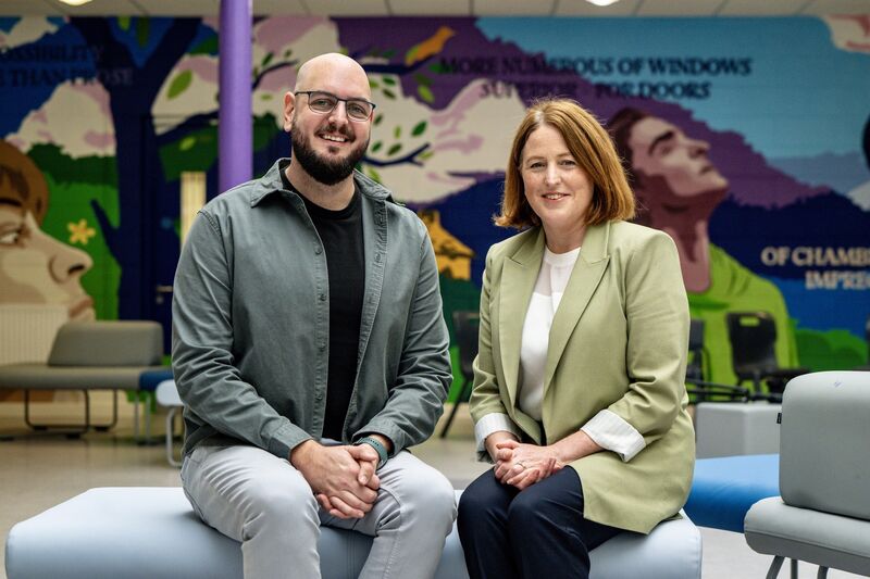 Art teacher John Twomey and principal Niamh McShane, Bandon Grammar School, pictured in the foyer of the school. Picture: Chani Anderson