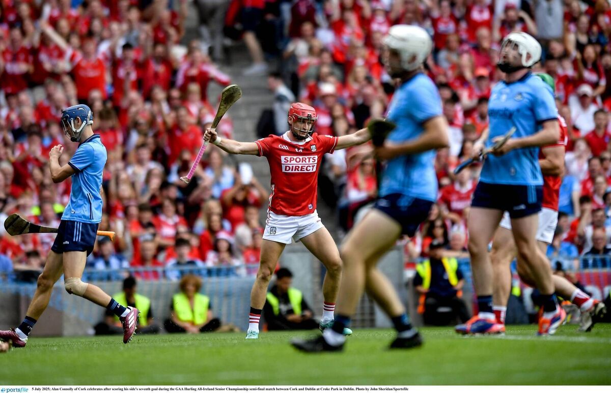 Alan Connolly of Cork celebrates after scoring his side's seventh goal against Dublin at Croke Park this summer. Picture: John Sheridan/Sportsfile