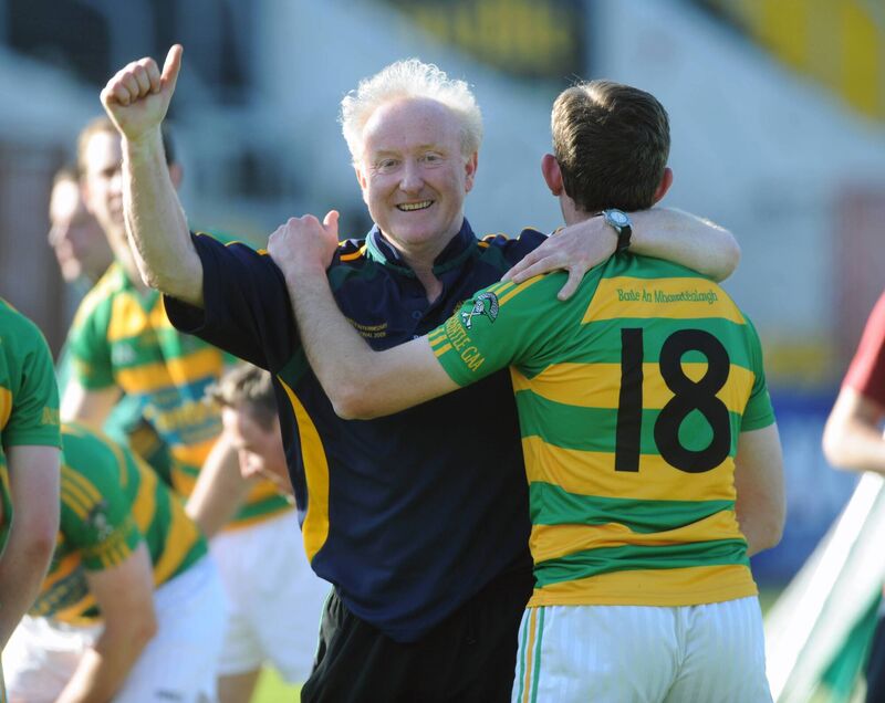 Ballymartle coach Eddie Murphy and Paul Coughlan after defeating Cloyne in 2011. Picture: Eddie O'Hare