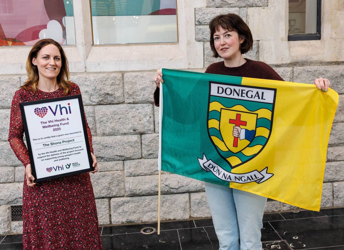 Niamh Walker, Vhi, and Cassie Delaney, community manager, The Shona Project, celebrate The Shona Project's grant award through the 2025 Vhi Health &amp; Wellbeing Fund. Photograph: Julien Behal