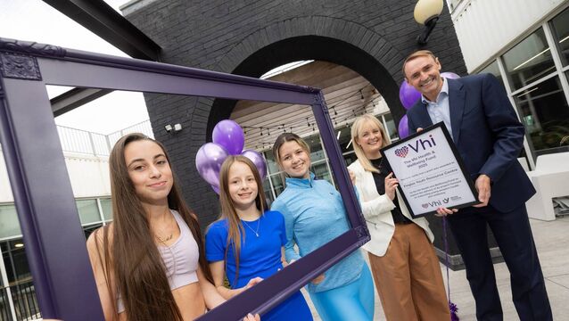 <p>Young people from Finglas Youth Resource Centre: Louise McDonagh; Rebecca McDonagh; and Angelina McDonagh alongside Sarah Edmonds from the Irish Youth Foundation; and Brian Walsh, Vhi CEO as they celebrated being awarded grants through the Vhi Health &amp; Wellbeing Fund. Photograph: Naoise Culhane</p>