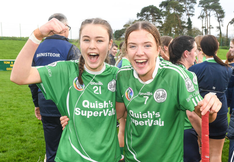  Ballincollig players Leah Hannigan and Ella Hickey show their delight. Picture: David Keane.
