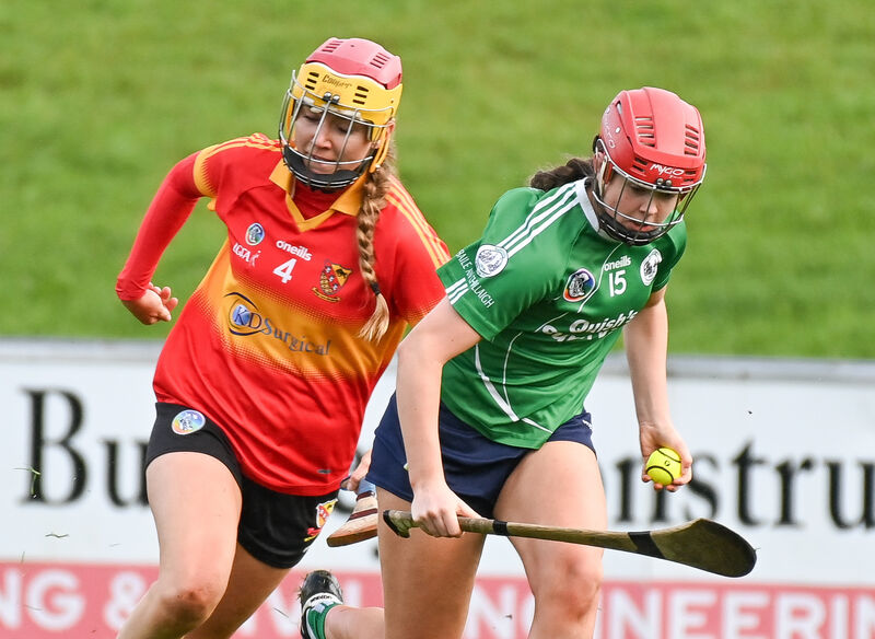  Tara Goulding of Ballincollig gets away from Amy McGovern of Moycarkey Borris. Picture: David Keane.