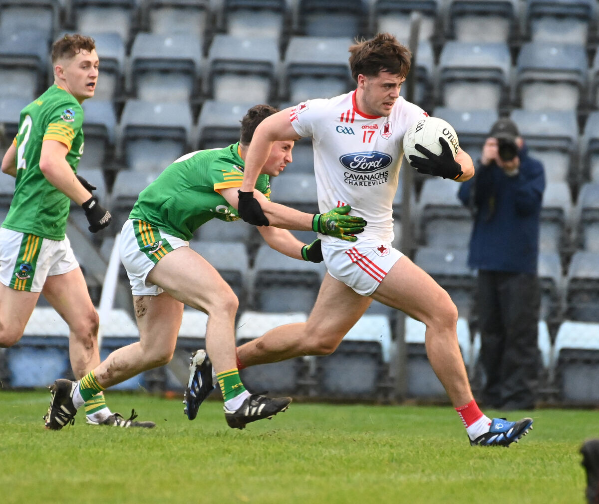 Charleville's Darragh Fitzgibbon is tackled by Kilmacabea's Liam McCarthy. Picture: Eddie O'Hare