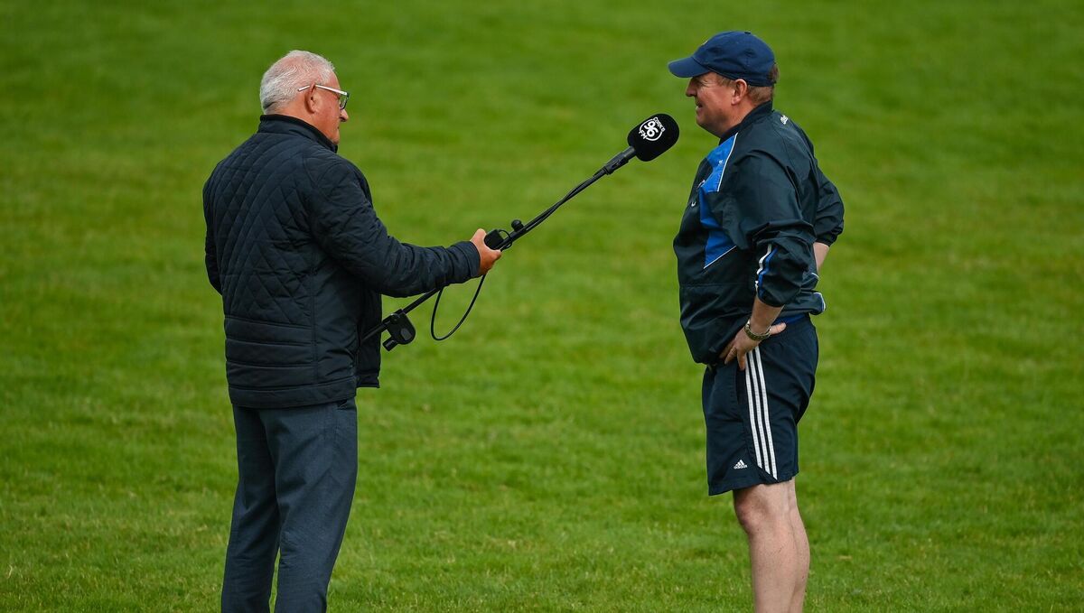 Finbarr McCarthy of Cork 96FM interviews Castlehaven selector John Cleary after the Cork County Premier Senior Football Championship Group B Round 1 match between Castlehaven and Carbery Rangers Clonakilty in Cork. Photo by Brendan Moran/Sportsfile Finbarr McCarthy of Cork 96FM interviews Castlehaven selector John Cleary after the Cork County Premier Senior Football Championship Group B Round 1 match between Castlehaven and Carbery Rangers Clonakilty in Cork. Photo by Brendan Moran/Sportsfile
