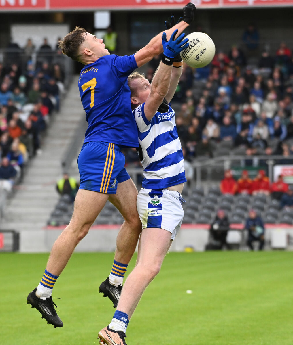 Castlehaven's Conor Cahalane and St Finbarr's Ciarán Doolan tussle for the ball in 2024. Picture: Eddie O'Hare
