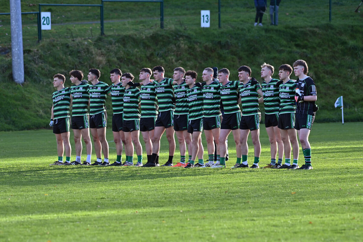 The Douglas team line up for the national anthem prior to the U21 final. Picture: Dan Linehan The Douglas team line up for the national anthem prior to the U21 final. Picture: Dan Linehan