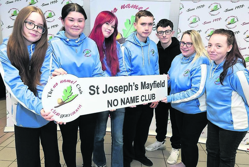 Members of St Joseph’s Mayfield No Name Club — Molly Cotter, Olivia Meade, Mairéad Ní Cheallacháin, Ewan Stockley, Jake McCarthy, Natasha Walshe, and Michaela O’Flynn — at the No Name Club Annual Youth Conference in TUS Athlone.	Picture: Dillon Photography
                    