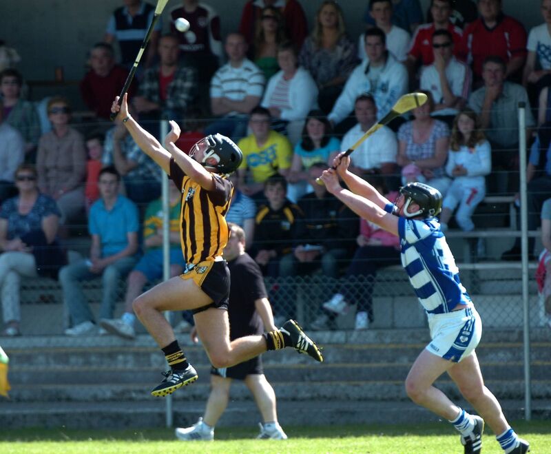 Kilbrittain's David Desmond winning a high ball from Inniscarra's Kevin Burke in 2011. Picture: Richard Mills
