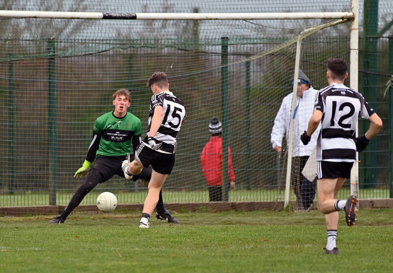  Scott Barrett, Donoughmore, scores a goal against Nemo Rangers. Picture: Dan Linehan