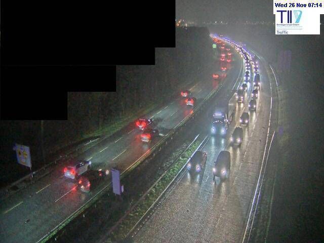 A multi vehicle collision has occurred between the Jack Lynch Tunnel West entrance and J10 Mahon. Photo: TII