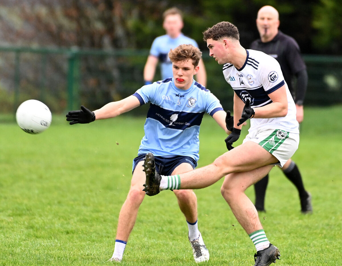 Coláiste Choilm's Luke O'Mahony shoots past Clonakilty Community College's Jerry O'Leary. Picture: Eddie O'Hare