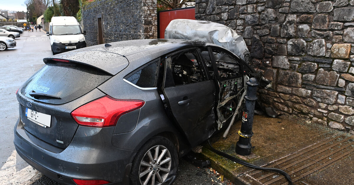 A second car, which was parked on the street nearby, was struck by the car which appears to have gone out of control