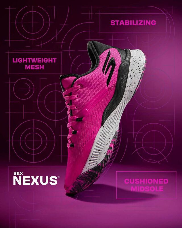 Experience a fast and responsive court-feel with Skechers Basketball®: SKX NEXUS™. Designed for speed, stability, and support, this low-top lace-up offers exceptional comfort. Every pair features a breathable mesh upper, lockdown ankle support, a torsion-plate for enhanced stability,5GEN® cushioning, and Goodyear® Rubber to amplify traction for quick cuts on the court.