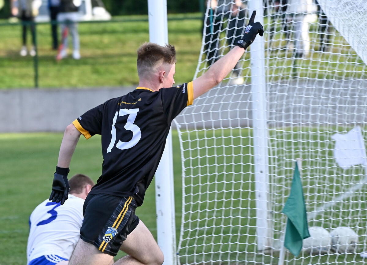  Fermoy's Ben Twomey celebrates scoring a goal against Knocknagree. Picture: David Keane