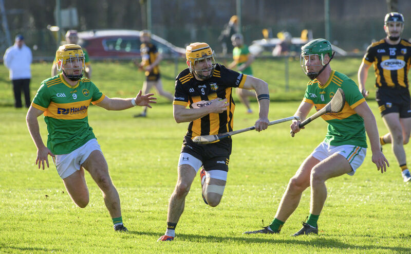 Kilbrittain's Josh O'Donovan breaking between Kilrossanty players Frankie de Paor and Eoin Power. Picture: Dan Linehan Kilbrittain's Josh O'Donovan breaking between Kilrossanty players Frankie de Paor and Eoin Power. Picture: Dan Linehan