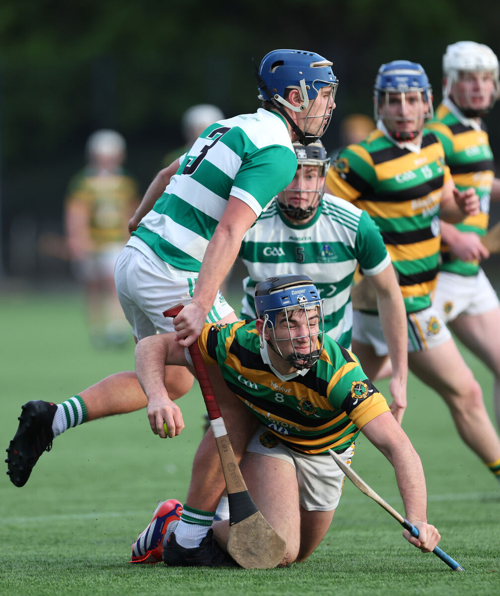  Jake Brosnan, Glen Rovers, battles with Charlie O'Sullivan, Valley Rovers. Picture: Jim Coughlan.