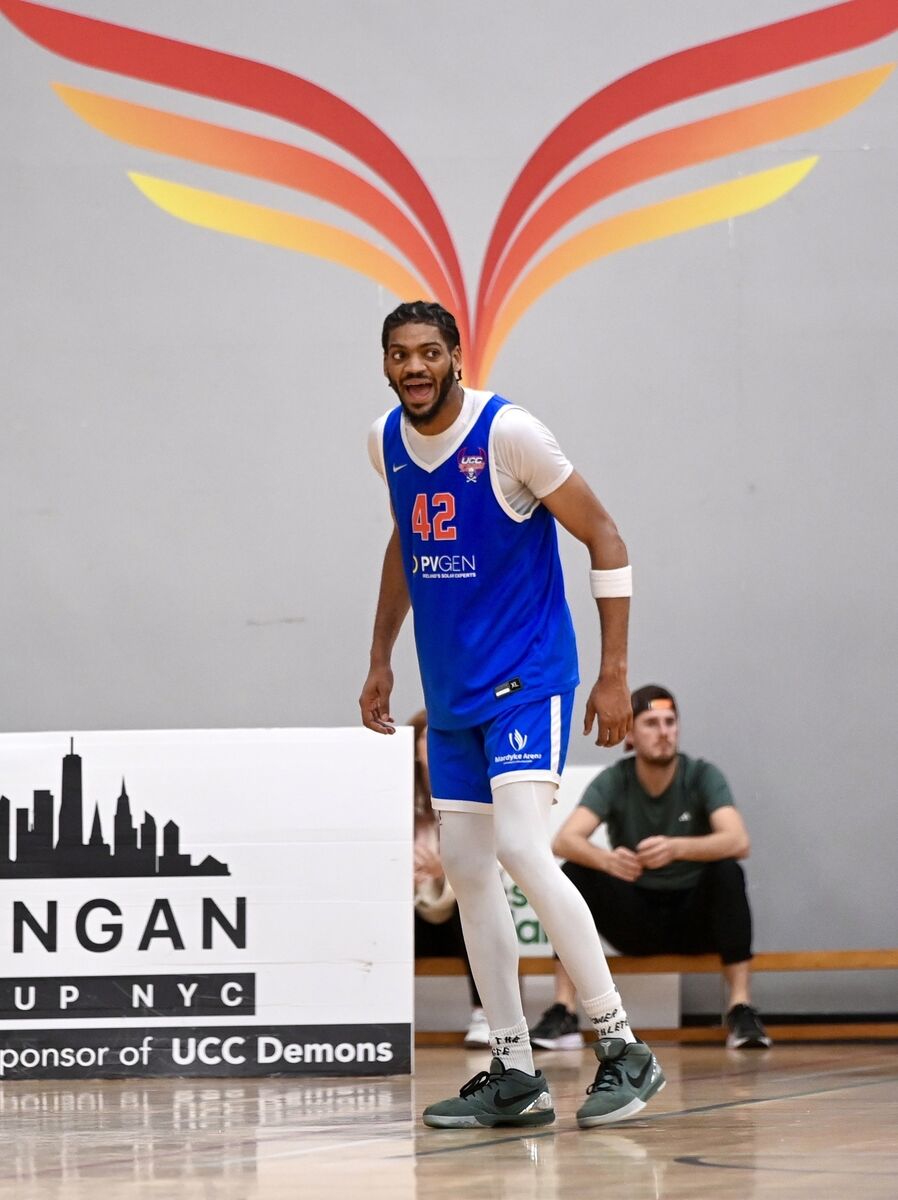  Jarvis Doles, UCC Demons (with wings) in the Domino’s Men’s Superleague at Mardyke UCC Arena; UCC Demons Vs Belfast Star. Picture: Larry Cummins