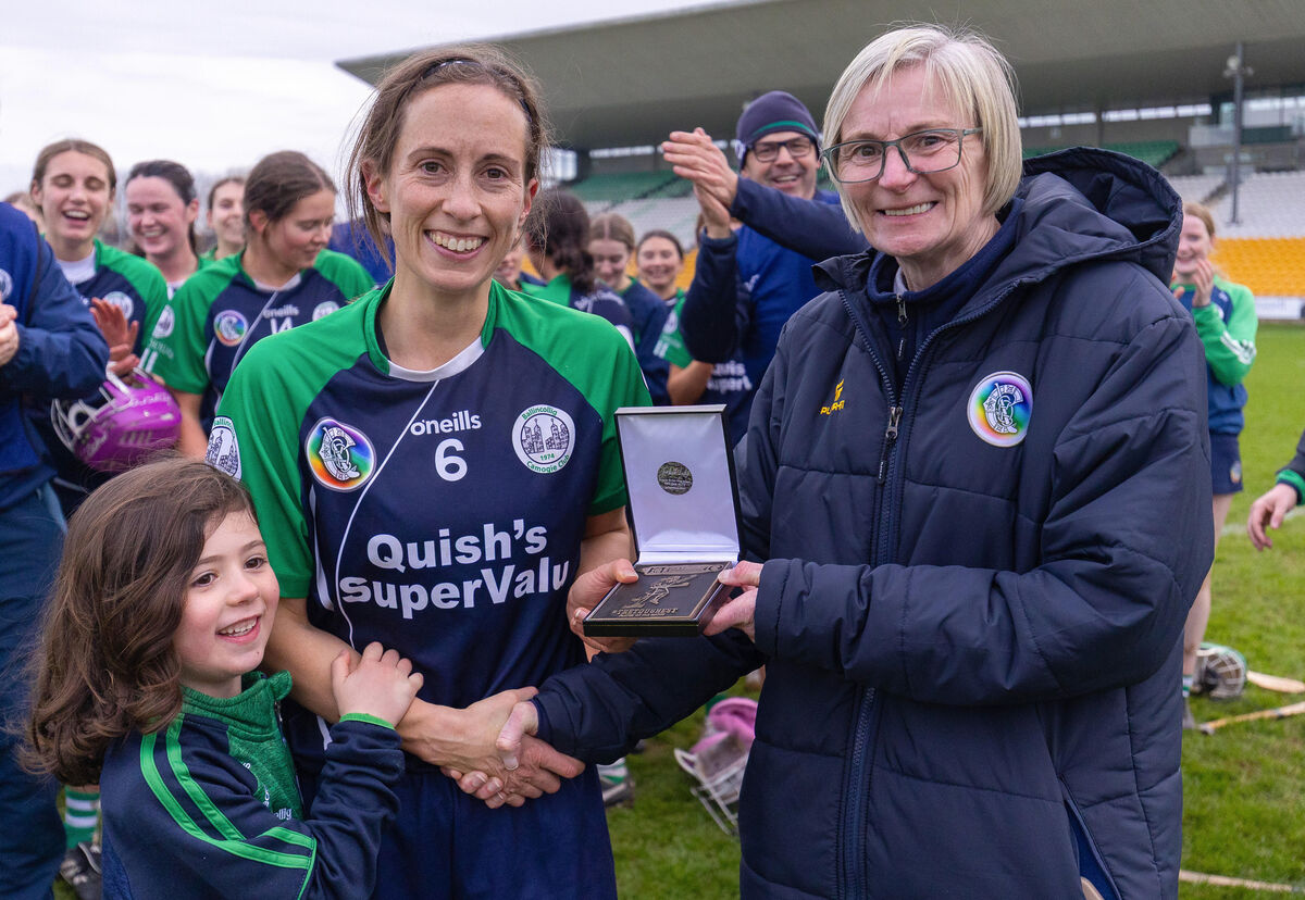 Ballincollig's Leah Weste receives the Player of the Match award after their win over Eglish. Picture: INPHO/Tom O'Hanlon