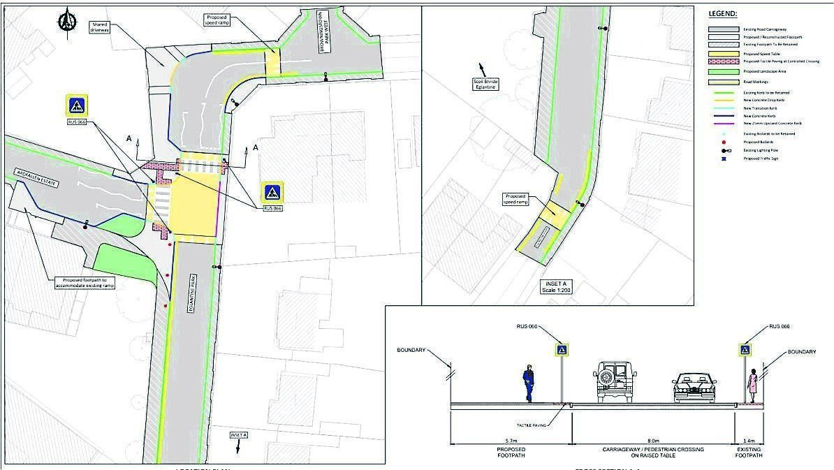 An artist’s impression of the new pedestrian crossing near Scoil Bhríde Eglantine Girls National School. An artist’s impression of the new pedestrian crossing near Scoil Bhríde Eglantine Girls National School.