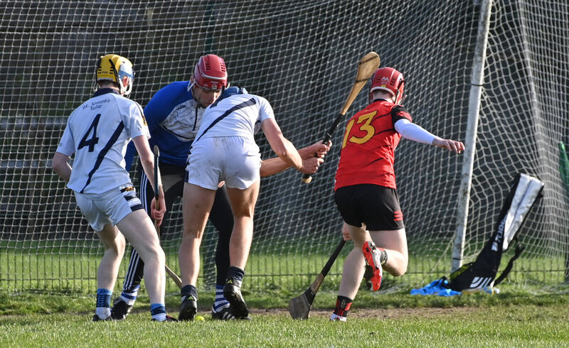  Darragh Rowley, CBC, Cork getting his goal past St Joseph's Tulla's goalkeeper Patrick Murphy. Picture: Dan Linehan