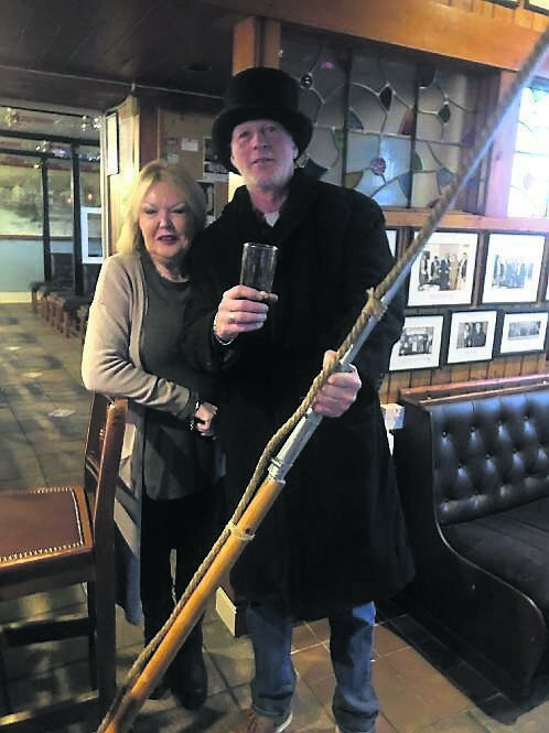 Bar worker Anne Hunter and customer Richie Black in the Captain Ahab costume