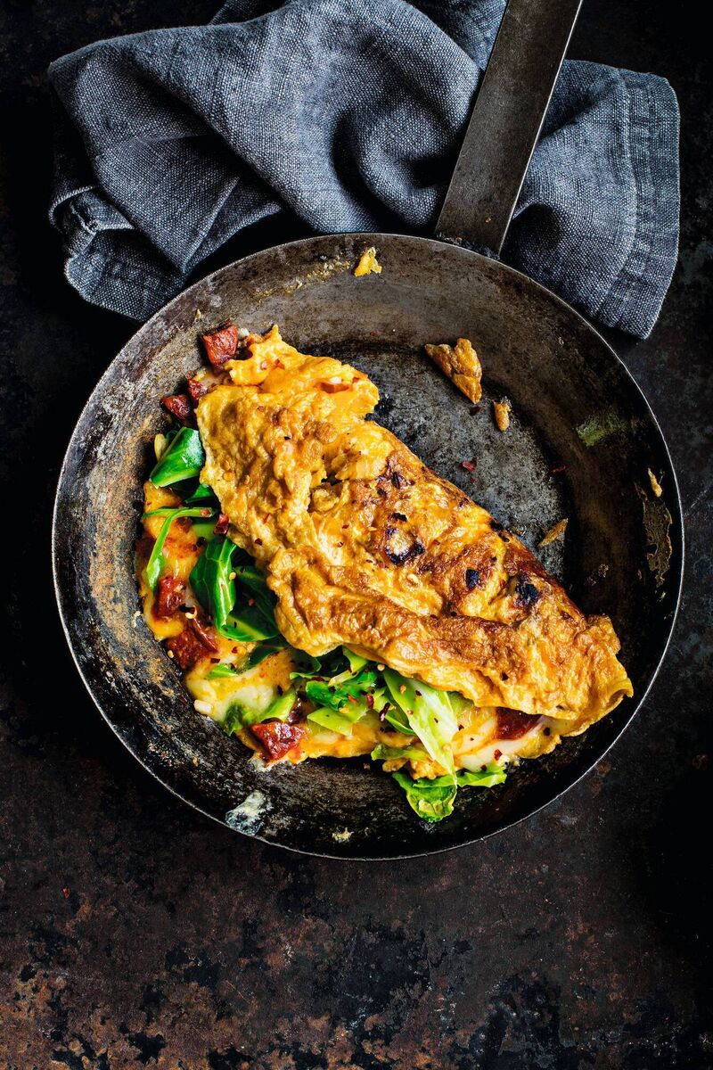 Chorizo omelette from The Fast 800 Favourites by Dr Clare Bailey Mosley Picture: Smith & Gilmour/PA Chorizo omelette from The Fast 800 Favourites by Dr Clare Bailey Mosley Picture: Smith & Gilmour/PA