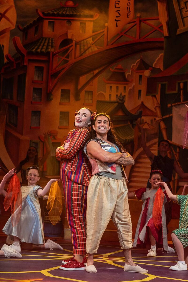 Anthony Sahota as Aladdin and Alison McCormack as Wishee Washie in Aladdin at Cork Opera House. Picture:  Shane J Horan