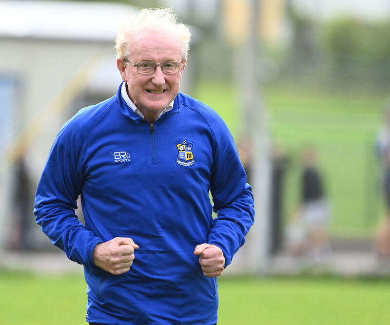 Delight for Carrigaline coach Eddie Murphy after beating Ballincollig in 2024. Picture: Eddie O'Hare Delight for Carrigaline coach Eddie Murphy after beating Ballincollig in 2024. Picture: Eddie O'Hare