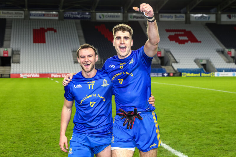 Enda Dennehy and Ian Maguire of St Finbarr's celebrate after the Éire Óg of Ennis match. Picture: INPHO/Natasha Barton Enda Dennehy and Ian Maguire of St Finbarr's celebrate after the Éire Óg of Ennis match. Picture: INPHO/Natasha Barton