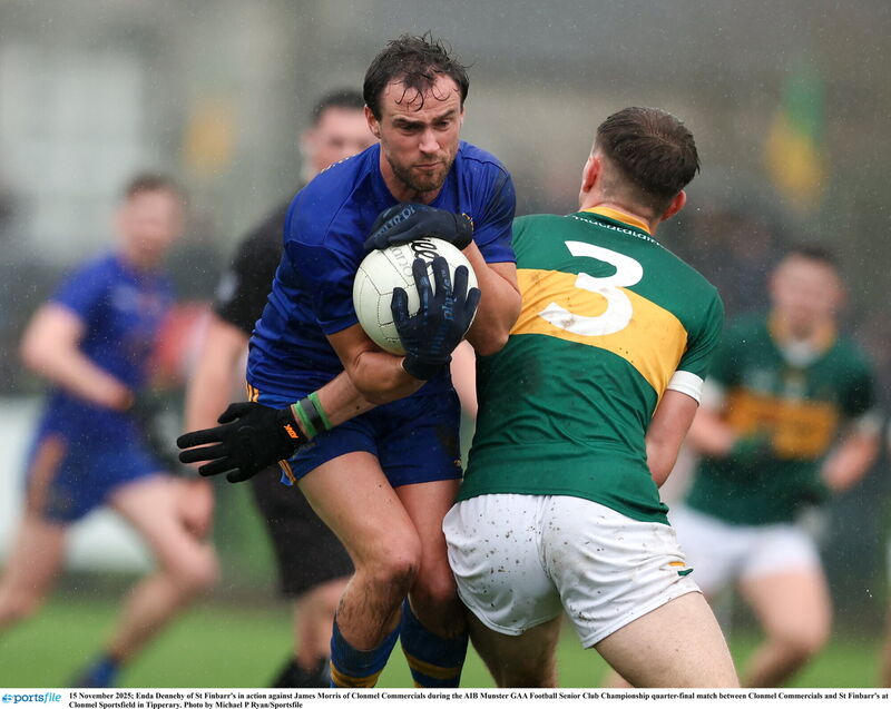 Enda Dennehy of St Finbarr's in action against James Morris of Clonmel Commercials. Picture: Michael P Ryan/Sportsfile Enda Dennehy of St Finbarr's in action against James Morris of Clonmel Commercials. Picture: Michael P Ryan/Sportsfile